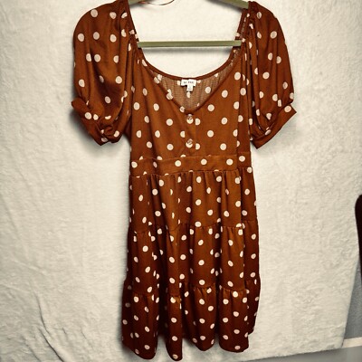 Blu Pepper Women's Large Coral Polka Dot Boho Balloon Sleeves V Neck Dress | eBay Blu Pepper Women's Large Coral Polka Dot Boho Balloon Sleeves V Neck Dress | eBay