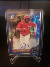 Roismar Quintana 2022 Bowman Chrome Rookie Blue Mojo Auto /150. Nationals
