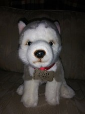 FAO Schwarz Husky Dog Puppy Plush With Collar Since 1862 2018 Surface Washable