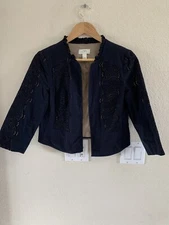 Ann Taylor Loft Blue Lined Open Shirt Size 6