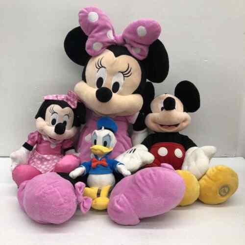 VTG LOT of 4 Disney Character Stuffed Toy Plush Dolls Mickey Minnie Donald Duck - 第 1/4 張圖片