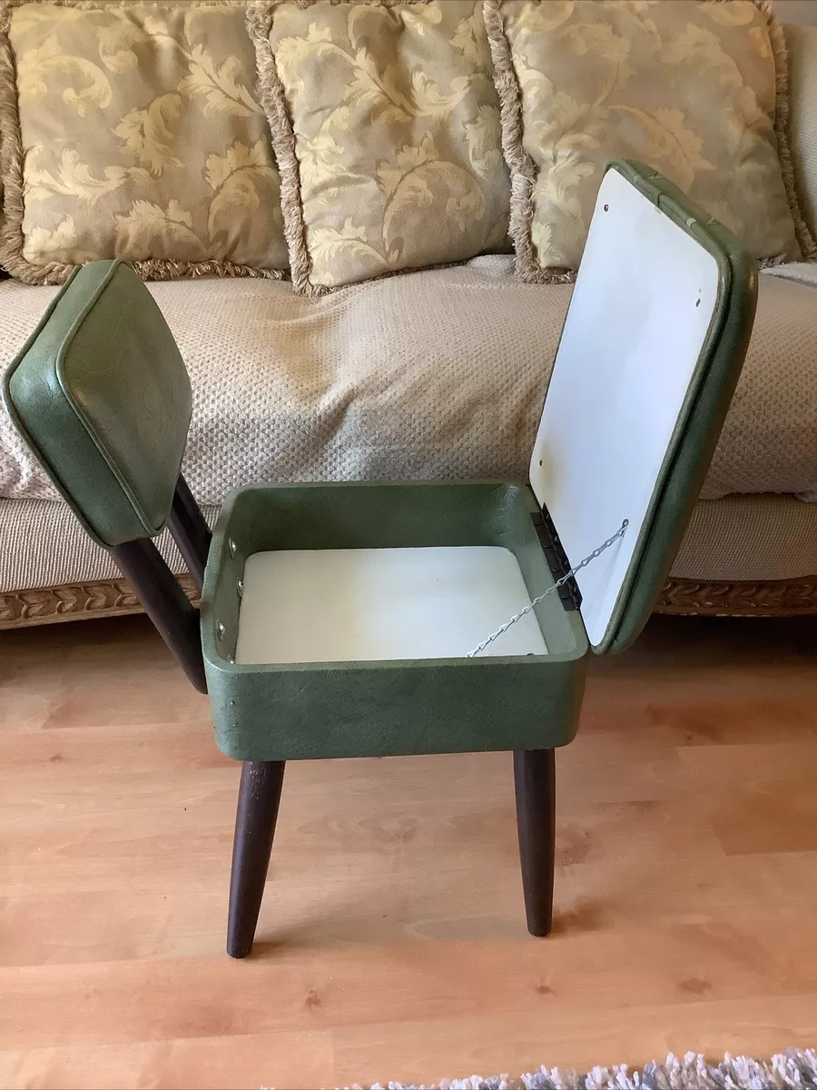Mid Century Modern Sewing Chair Storage Bench W Compartment Faux