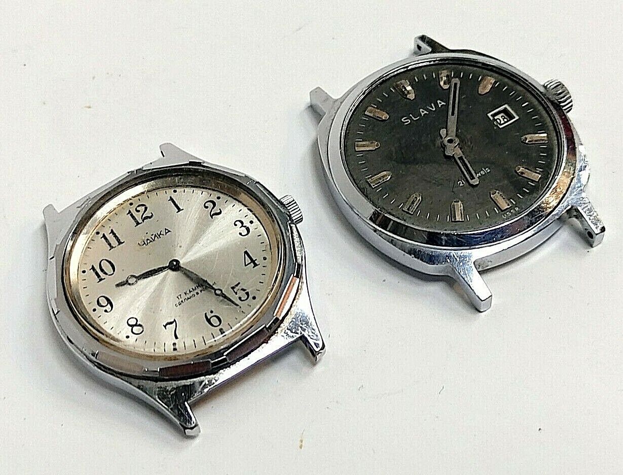 Soviet Mans Wristwatch Chaika 17 jewels Slava 21 jewels Mechanical Watch USSR  