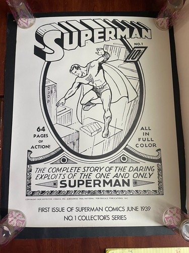 1966 Superman Ad Poster #1 First Issue Jerry Siegel Cover Art 1939 * 20x26" - Picture 8 of 8