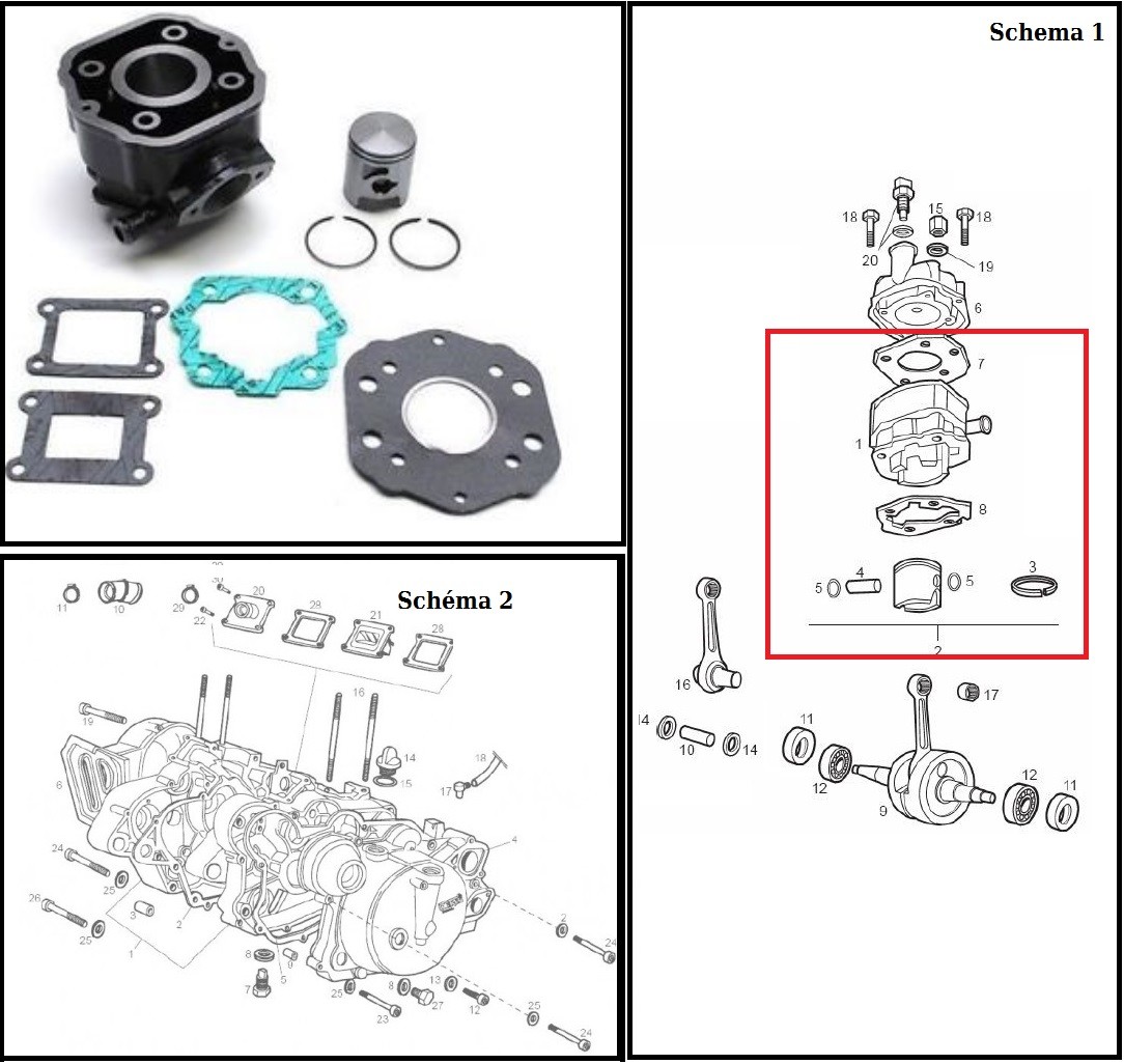 Haut moteur cylindre piston joints Derbi Senda GPR 50 coulée premium