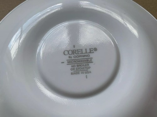 2 Replacements White & Green Trim Corelle by Corning Tea Saucers Plates EUC - Picture 2 of 8