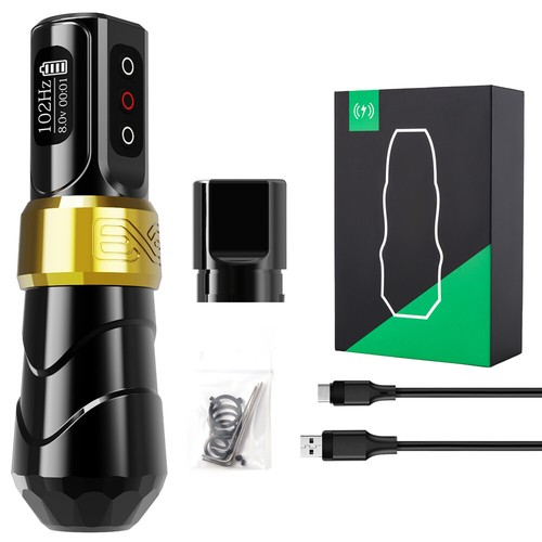 Pen macchina tatuaggio wireless motore coreless 2400 mAh batteria display LED - Foto 14 di 17