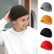 Beanie Hat Men Women Plain Knit Ski Cap Warm Slouchy Skull Winter Cuff Thermal