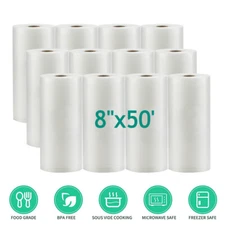 8"x50' Vacuum Sealer Bags 2-80 Rolls Embossed Food Saver Storage Bag 4 Mil
