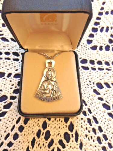 "ST JUDE" NECKLACE Stainless Silver 24" Chain Box NEW SO9782 TRIANGULAR by CREED - Picture 1 of 4