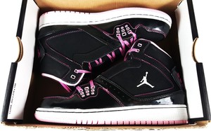 Nike-Air-Jordan-1-Flight-Black-White-Pink-Girls-SIZE-4Y-GS-371389-029