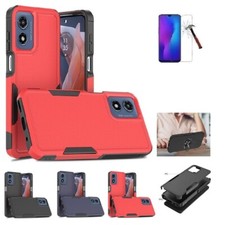 For Motorola Moto G Play 2024, Hard TPU Cover Case Tempered Glass