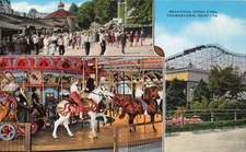 Youngstown, Ohio Postcard Idora Park Coaster Carousel  Multi View c 1950  S8