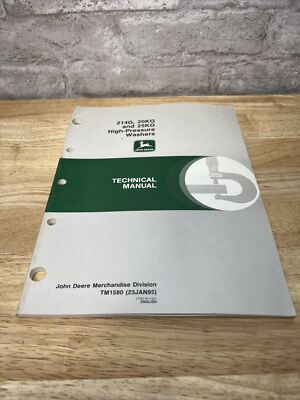#ad John Deere 214G 20KG 25KG High Pressure Washers Technical Manual TM1580 A 3 $12.50