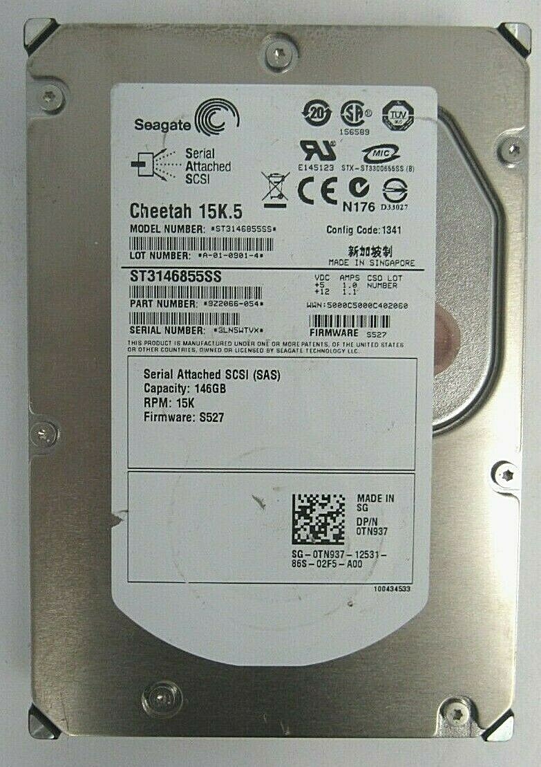 Dell 0TN937 Seagate 9Z2066-054 ST3146855SS 146GB SAS 3Gbps 16MB 3.5