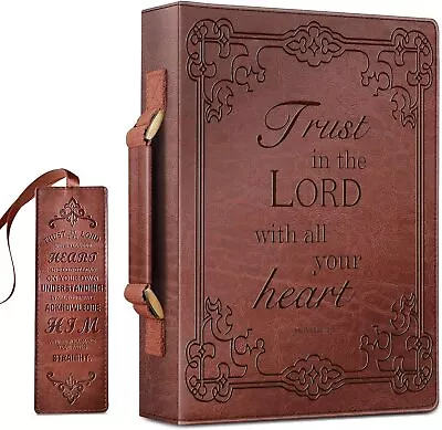 FINPAC Classic Bible Cover, Large PU Leather Carrying Book Case Church Bag Bible Handle