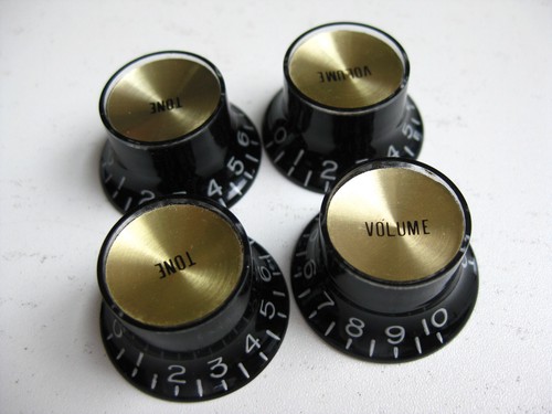 Gibson SG Les Paul Guitar Gold Black Knobs Set for Project Upgrade - Picture 2 of 3