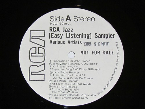 RCA JAZZ (Easy Listening) SAMPLER LP KJL1-7049 White Label Rare Promo Canada VG - Picture 4 of 4