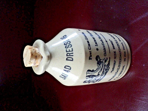 Vintage Salad Dressing Jug Cruet Stoneware Pottery England Ceramic Farmhouse 6"