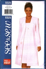 X321 Vintage Butterick Sewing Pattern Misses Semi Fitted A Line Jacket Dress 24