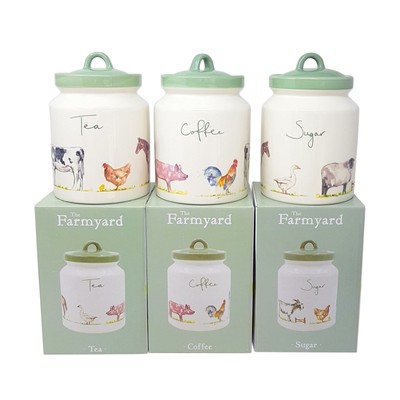 farmyard tea coffee sugar canisters