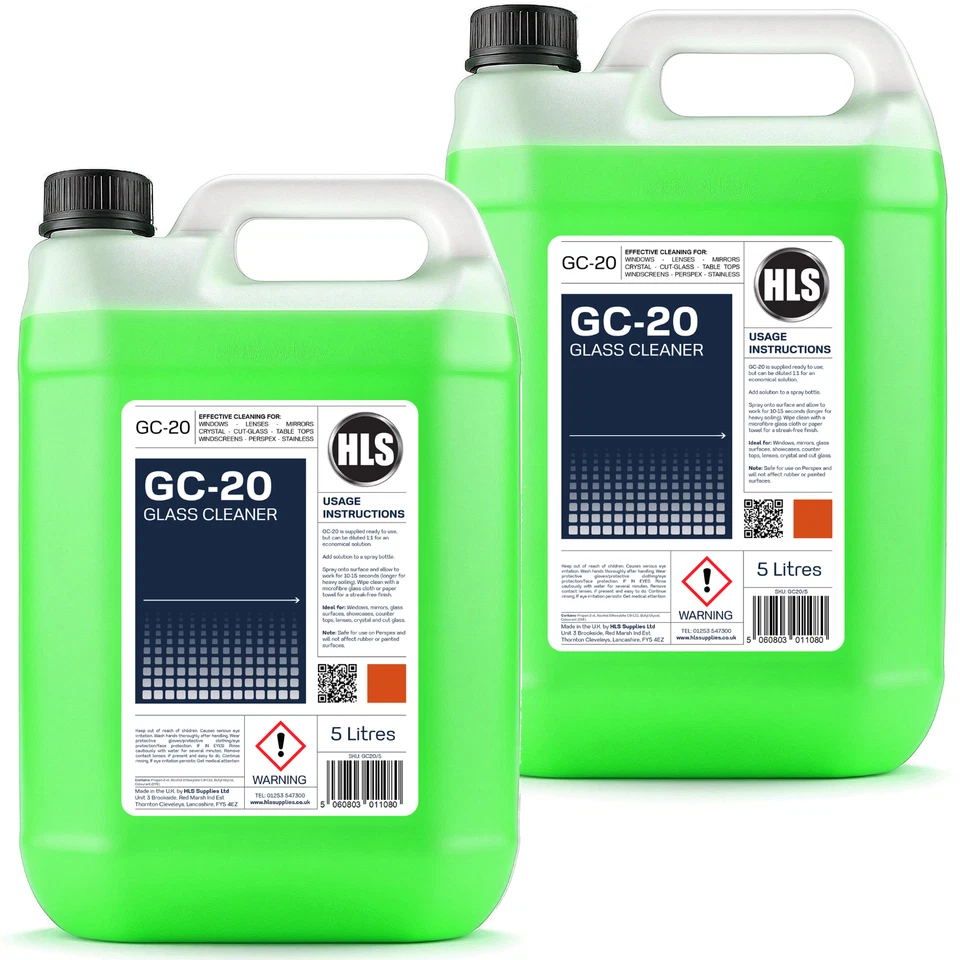 HLS SUPPLIES GC-20 Glass Cleaner 10L - Ultimate Streak Free Cleaning - Alcohol Based Cleaner