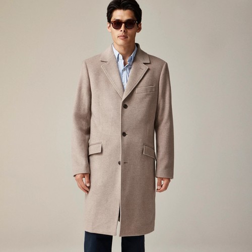 J. CREW Men's Rivington Topcoat in Italian Wool Cashmere Blend, Heather Tan 42R - Picture 3 of 10