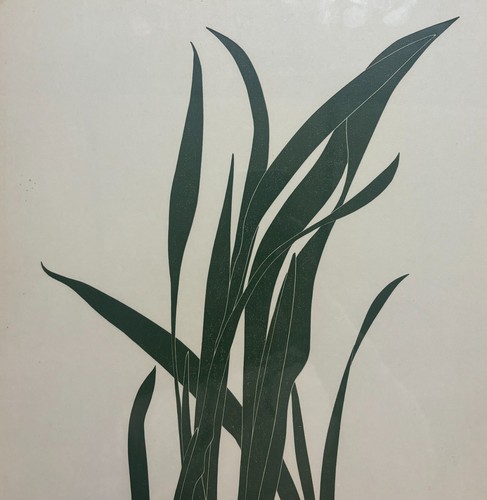 3 Original HENRY EVANS Green Grasses & FLOWERS Silhouette Signed LINOCUTS - Lily - Picture 5 of 15