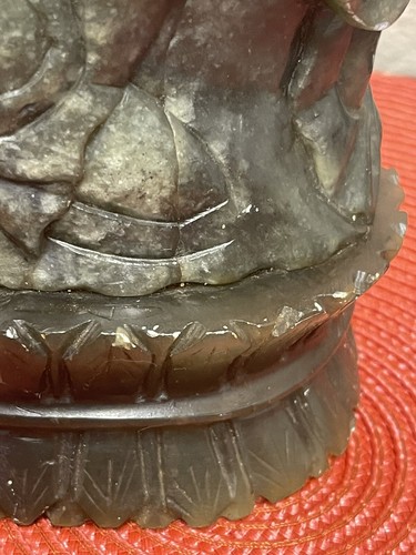 10" Rare Green Jade Hand Carved Old Chinese-Woman with Flowers Heavy - Picture 11 of 24