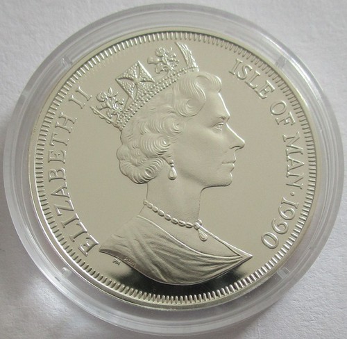 Isle of Man 1 Crown 1990 Football World Cup in Italy Udine, Palermo & Verona Ag - Picture 2 of 2
