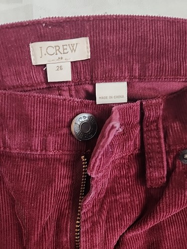 J.Crew Women's Corduroy Pants Size 26 Skinny Jean's Color Maroon - Picture 5 of 12