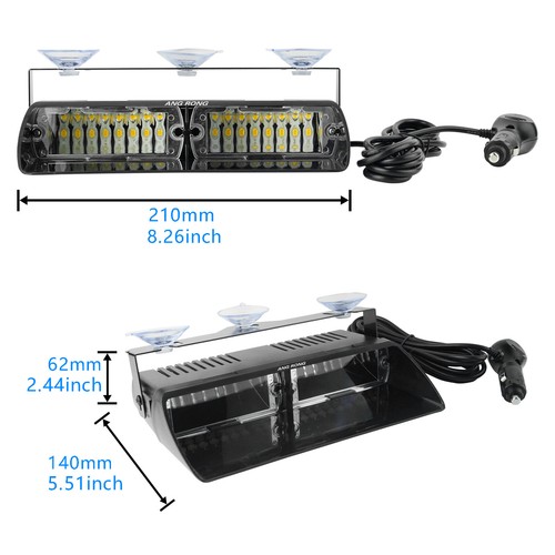 16LED Auto Blitzlicht Frontblitzer Gelb Warnleuchte Dash Strobe Notfall Warnung - Bild 7 von 12