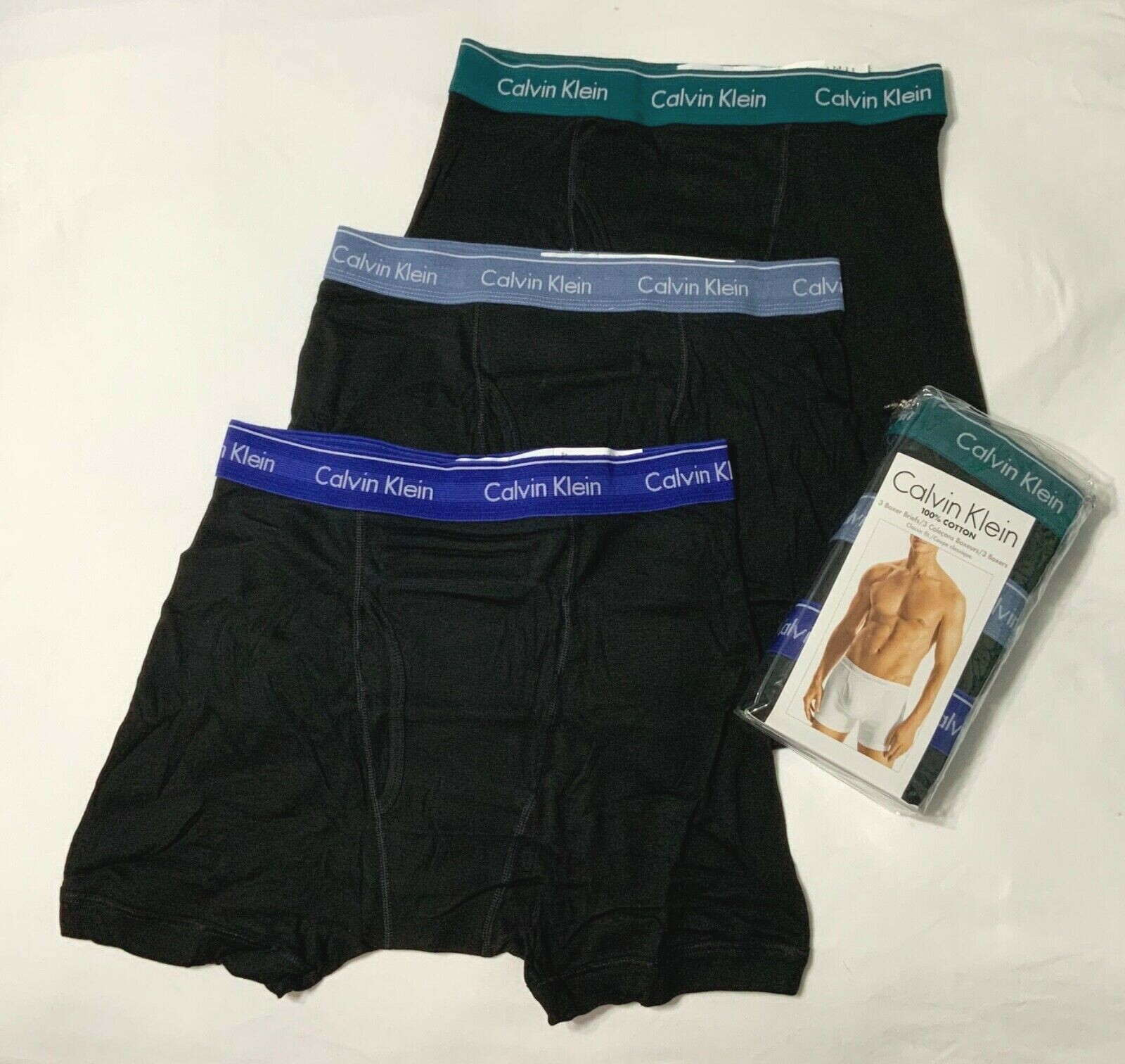 Calvin Klein Men's 3 Boxer Briefs Classic Fit 100 Cotton Black Size S