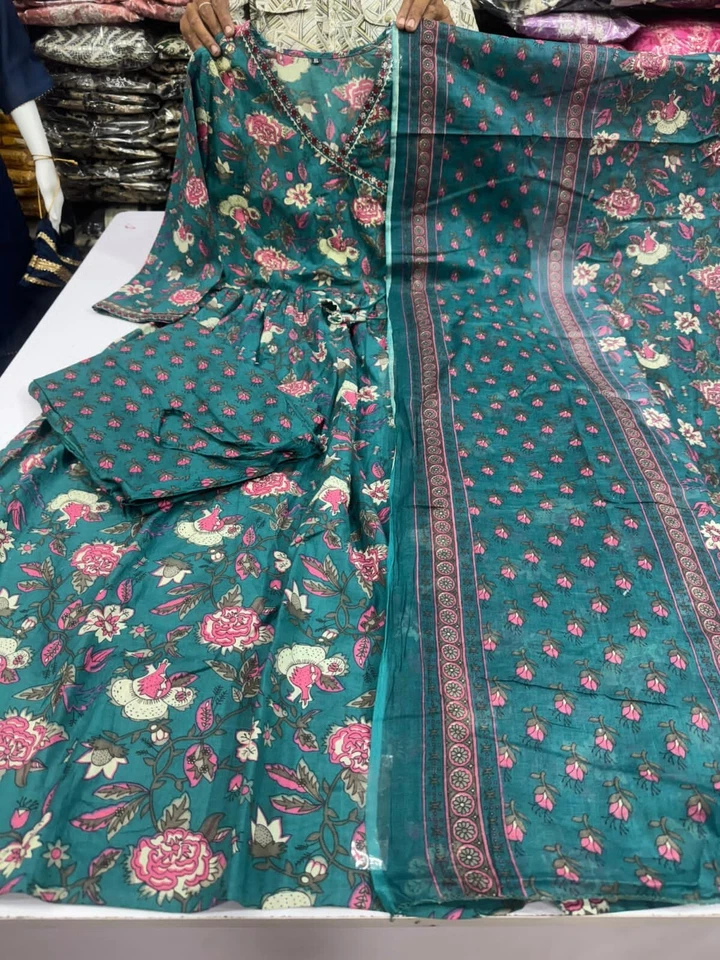 ✨ Indian Ethnic Floral Anarkali Kurta Set with Dupatta –Festive & Party Wear 💃 - Image 4 of 4