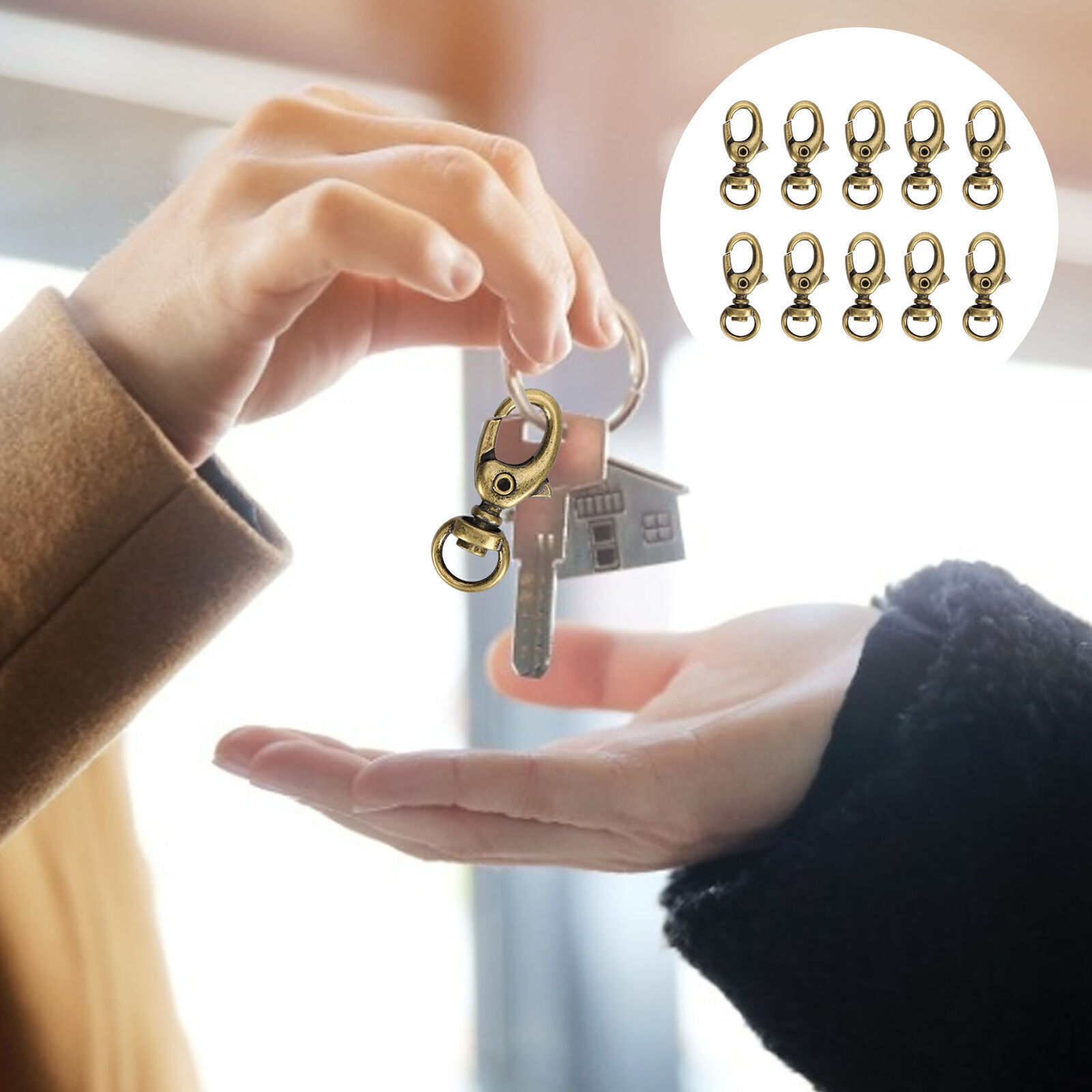 10Pcs Lobster Clasp Green Patina Zinc Alloy Rotating Hook Buckle Luggage Jewelry