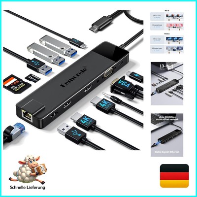 Multifunktionale Docking Station mit 4 USB A Ports und SD/TF Kartenleser