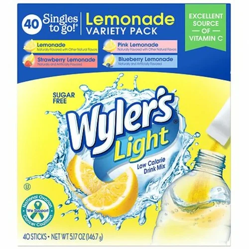 Wyler's Light Lemonade Variety Pack Drink Mix Singles to Go 4 Flavors 40-COUNT - Picture 1 of 6