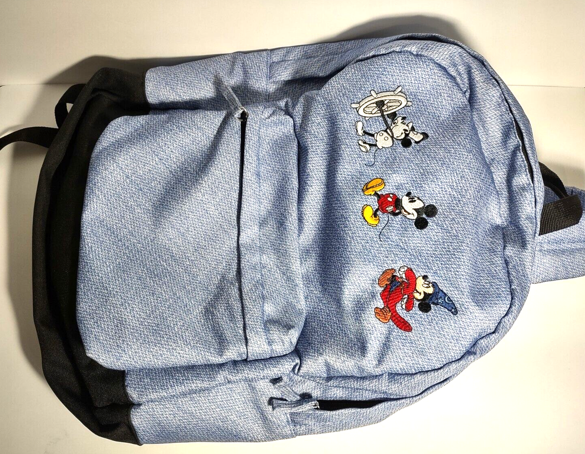 NWOT Disney Mickey Mouse Through the Years Backpack Denim Blue Full Size Disney Mickey Mouse Junior Denim Backpack – Pit-a-Pats.com main image 3