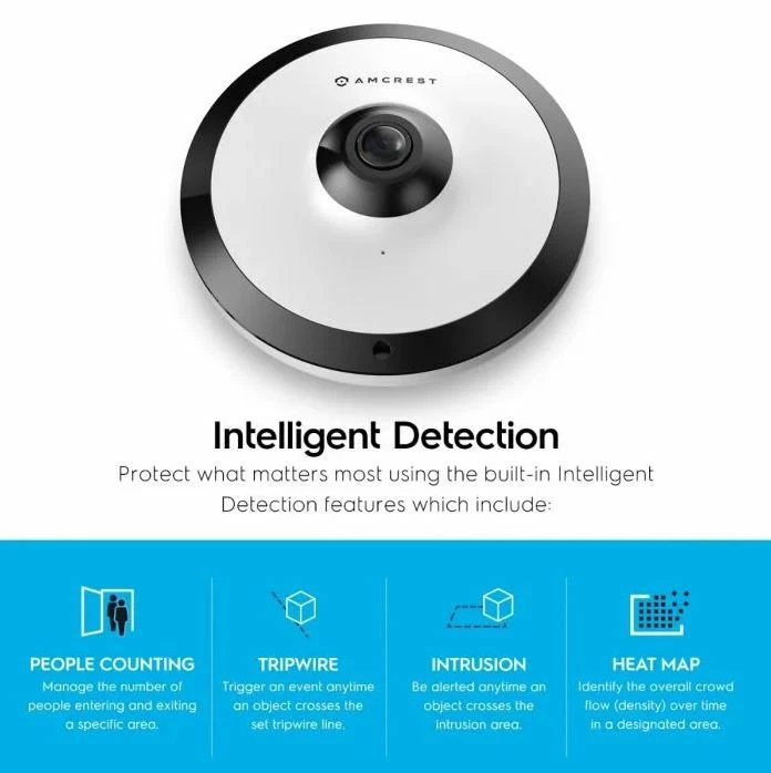 Amcrest 5MP IP Camera POE Security Indoor Dome IP5M-F1180EW 360° Indoor Fisheye - Image 4 of 4