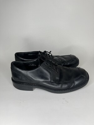 Born Mens Black Linden M3355 Leather Round Toe Lace Up Derby  display picture 1