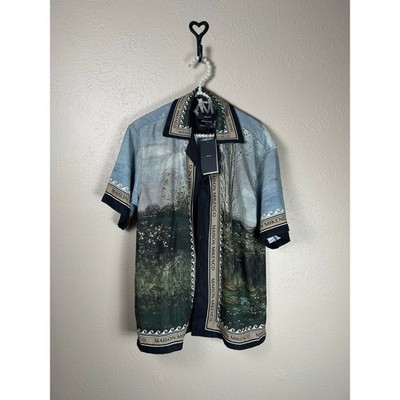 NEW Mikenco Size Large Shirt Forest Outdoors Button Front Top Novelty Horse