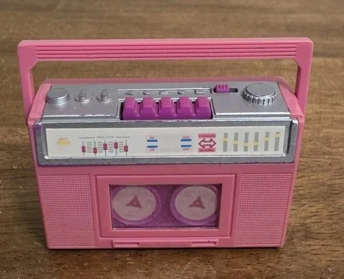 Vintage 1988 Pink Mattel Barbie Radio Tape Player Wind Up Boom Box WORKS!