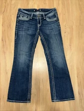 Vigoss Jeans Womens 28 The Dallas Boot Cut Distressed Denim Embroidered Pocket A