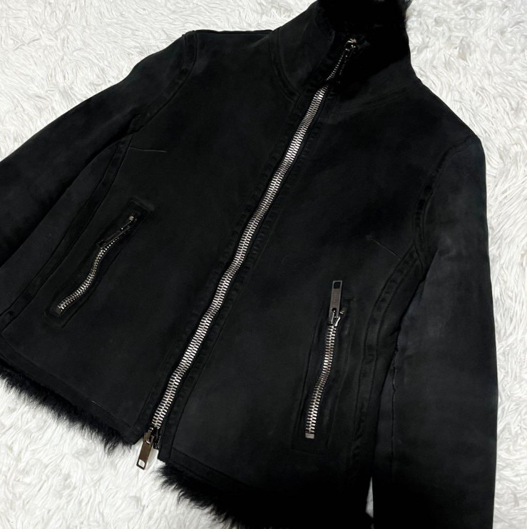 BURBERRY London Shearling Leather Fur Jacket Size 10 Rare image 2