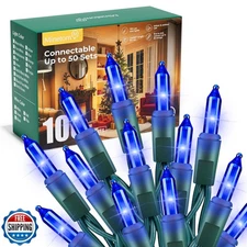 Minetom LED Blue Christmas String Lights, 100 Count 33 Feet LED Christmas Lig