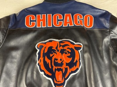 Vintage NFL Chicago Bears Polyvinyl Snap Full Zipper 3XL Jacket XXXL Black Blue
