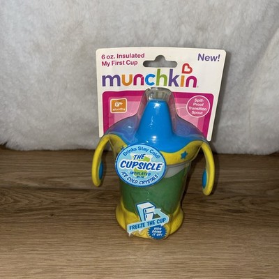 Vtg Munchkin Insulated My First Spill Proof Cup Yellow Green Blue 6oz NOS NEW