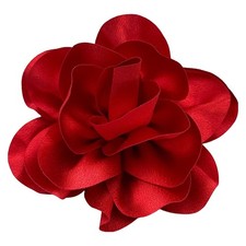 Dainty Satin Fabric Flower Brooches for Women Large Rose Floral Brooch Red
