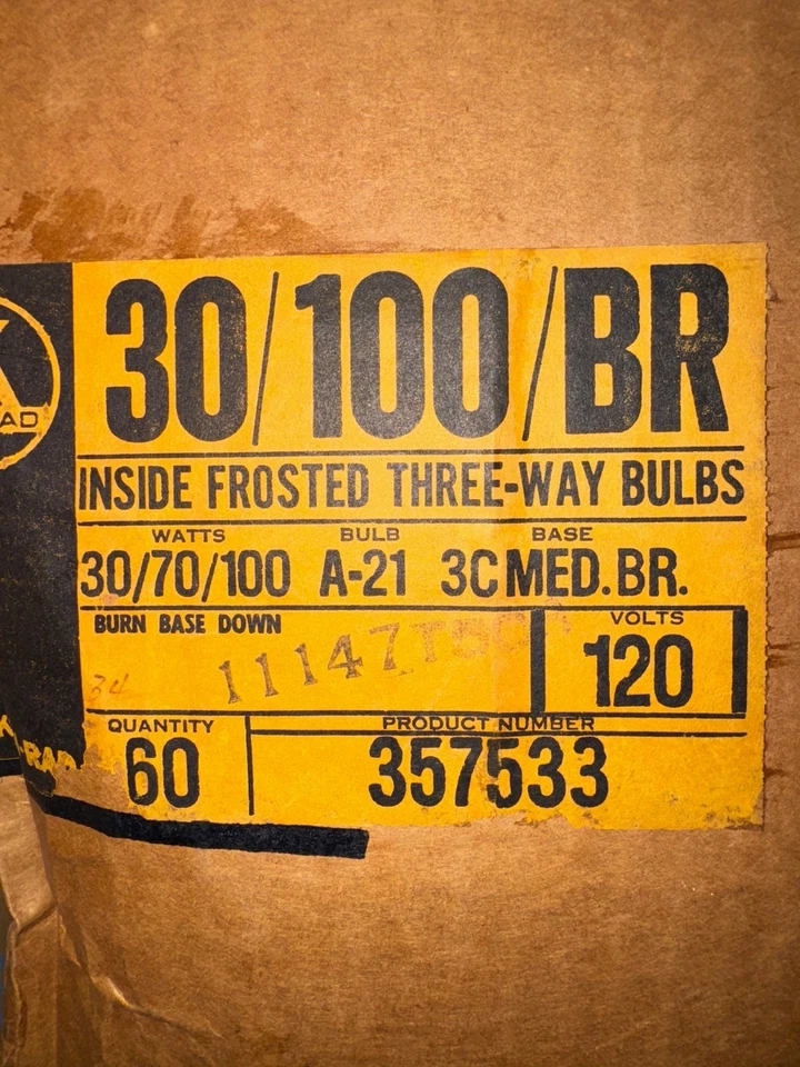 3-Way 30/70/100 120V Frost A21 Brass Base Non-LED LIGHT BULB LAMP KenRad 357533 - Image 2 of 2