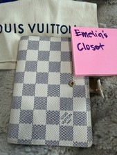 Louis Vuitton Damier Azur Leather Agenda Planner Cover R21076 w/ Box Inserts